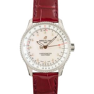 Breitling Navitimer Automatic 35 Steel on Burgundy Strap