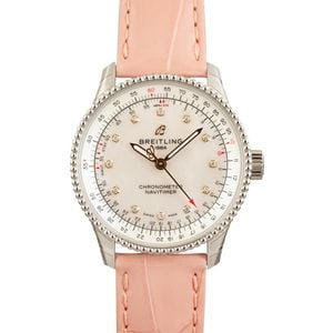 Breitling Navitimer Automatic 35 Steel on Pink Leather Strap