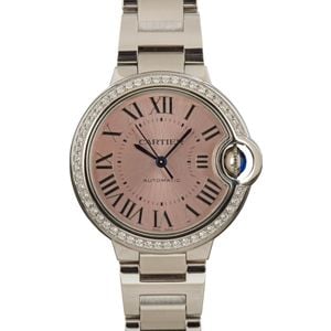 Cartier Ballon Bleu Pink Dial Diamond Bezel