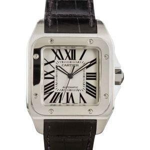 Cartier Santos 100 Silver Roman Dial