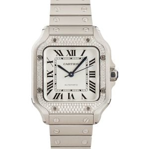 Santos Medium Model de Cartier Watch Diamond Bezel