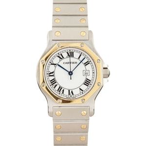 Pre-owned Cartier Santos Ronde Stainless Steel & Yellow Gold