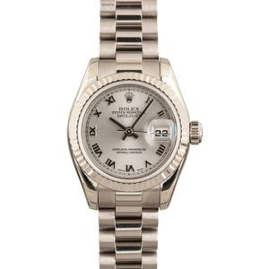 Ladies Rolex Datejust 179179 Silver Roman Dial