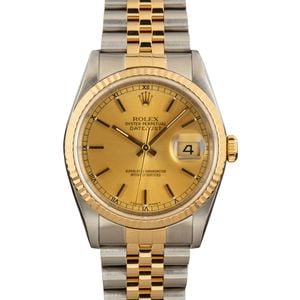 Used Rolex Datejust 16233 Champagne Dial Two Tone