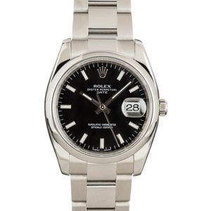 Pre-Owned Rolex Date 115200 Black Index Dial