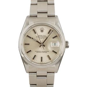 Pre-Owned Rolex Date 15000 Stainless Steel Silver Dial