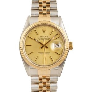 Pre-Owned Rolex Two-Tone Datejust 16013 Champagne