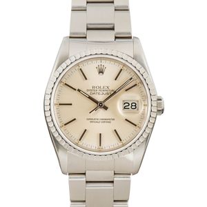 164895 Pre-owned Rolex Datejust 16220 Silver Dial