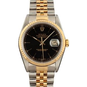 Rolex Datejust Two Tone 16233 Black Dial