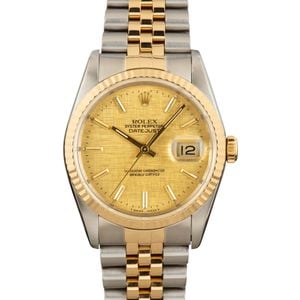 Pre Owned Rolex Two-Tone Datejust 16233 Linen Dial