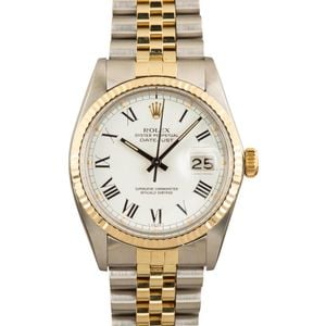 Pre-owned Rolex Datejust 16013 White Buckley Dial