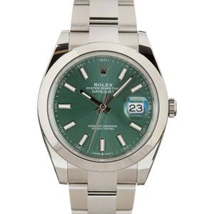 Rolex Datejust 41 Ref 126300 Mint Green Dial