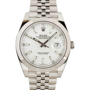 Rolex Datejust 41 Ref 126300 White Index Dial