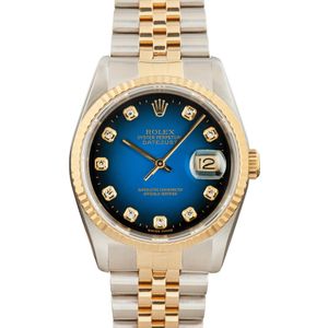 Rolex Datejust 16233 Blue Vignette Diamond Dial