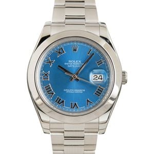 169285 Pre-owned Rolex Datejust II Ref 116300 Blue Dial