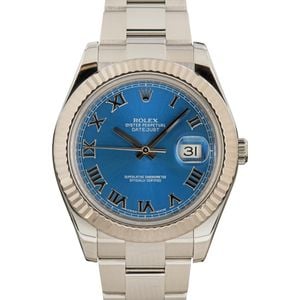 Pre-owned Rolex Datejust II Ref 116334 Blue Roman Dial