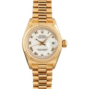 Lady Rolex Datejust 69178 White Roman Dial