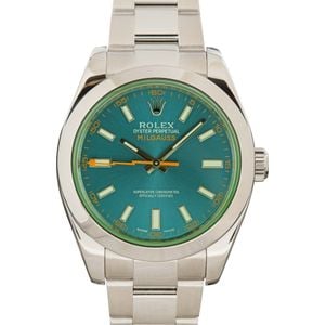 Rolex Milgauss 116400GV Green Crystal Blue Dial