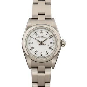 Pre Owned Rolex Ladies Oyster Perpetual 76080 White Roman Dial