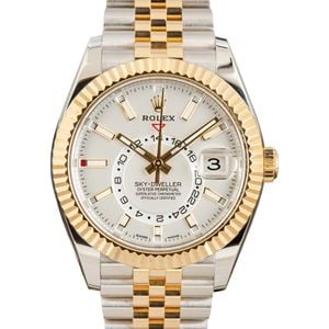 Pre-Owned Rolex Two Tone Sky-Dweller 326933 White Dial