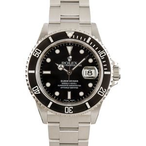 Pre-Owned Rolex Submariner 16610 Black Dial