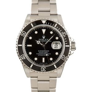 Pre-Owned Rolex Submariner 16610 Black Dial