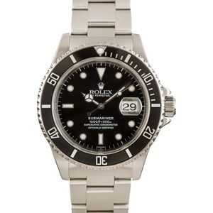 Pre-Owned Rolex Submariner 16610 Black