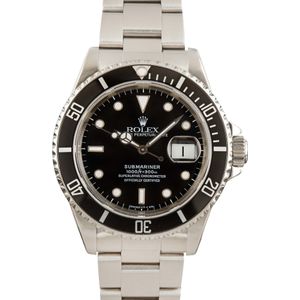 Pre-owned Rolex Men's Submariner Stainless Steel Black Dial 16610