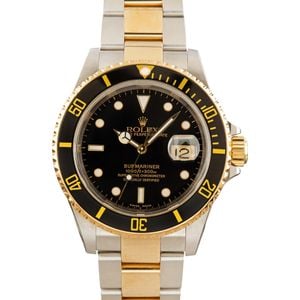 Two Tone Rolex Submariner Black 16613