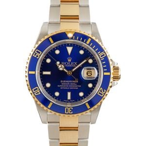 Mens Rolex Submariner 16613 Blue Two Tone