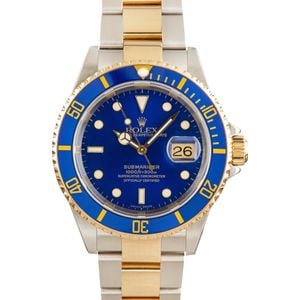 Mens Rolex Submariner 16613 Two Tone Blue