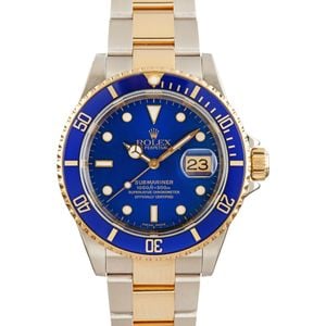 Mens Rolex Submariner 16613 Two Tone Blue