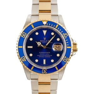 Mens Rolex Submariner 16613 Two Tone Blue