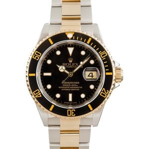 Two Tone Rolex Submariner Black 16613