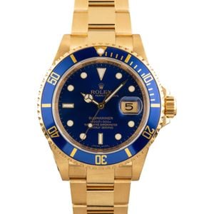 Used Rolex Submariner 18k Gold Model 16618