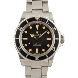 Mens Vintage Rolex Submariner 5513 Stainless Steel