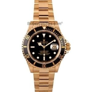 Mens Used Rolex Submariner 18k Gold Model 16618