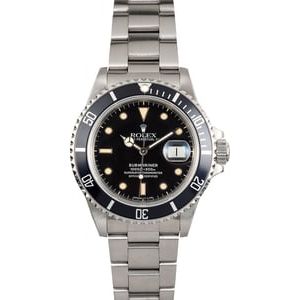 Black Rolex Submariner 168000 Stainless Steel