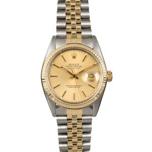 Certified Rolex Datejust 16013 Champagne Dial