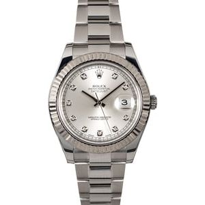 Rolex Datejust II Silver Diamond Dial 116334