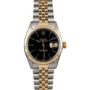 Men's Rolex Datejust Two Tone 16013 Black Dial