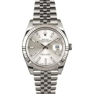 Rolex Datejust 41 Ref 126334 Silver Dial White Index Markers