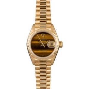 PreOwned Rolex Ladies Datejust 69178 Tiger Eye Dial