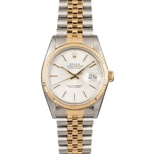 121627-1 Rolex Datejust 16013 Silver Dial Two Tone Jubilee Band