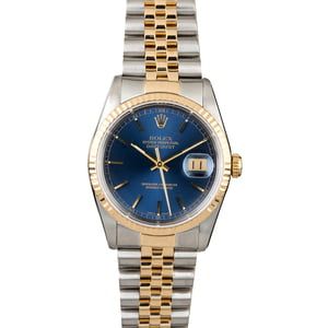 Pre-Owned Rolex Datejust 16233 Blue Index Dial