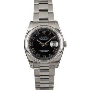 PreOwned Rolex Datejust 116200 Black Roman Dial