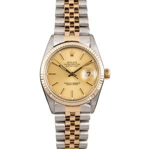 123519-2 Pre Owned Rolex Datejust 16013 Luminous Champagne Dial