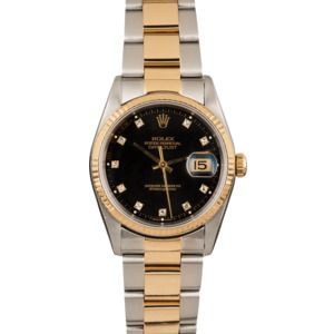 Pre Owned Rolex Datejust 16203 Black Diamond Dial