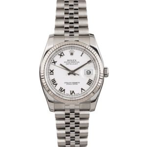 PreOwned Rolex Steel Datejust 116234 White Roman Dial