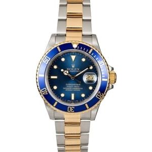 Used Rolex Submariner Ref 16803 Blue Dial Two Tone